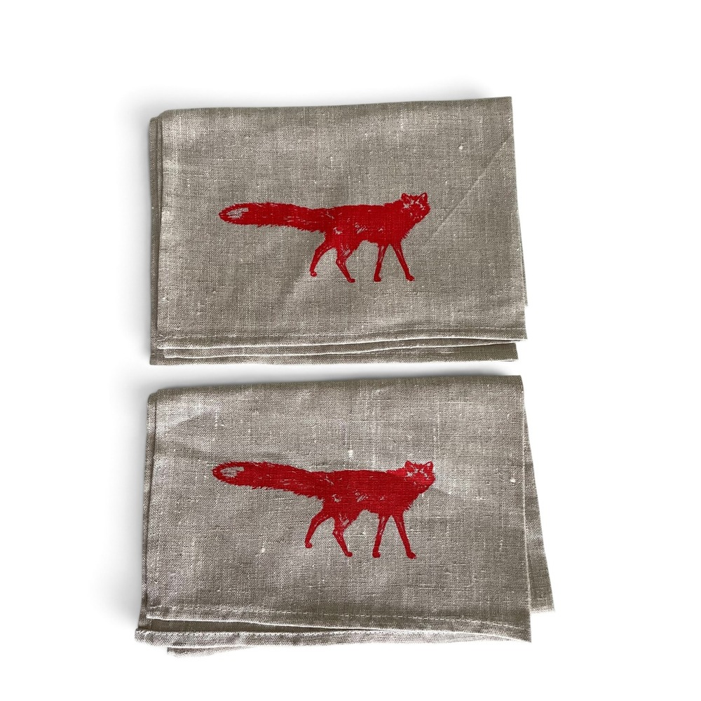 Linea Carta Linen Tea Towels Red Fox Sustainable Kitchen Dish Towels Set of 2